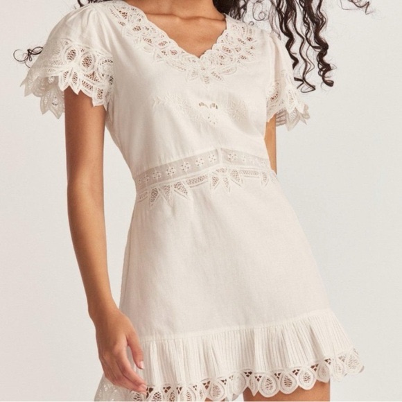 Loveshackfancy Love Shack Fancy White Thara Dress Lace Mini
